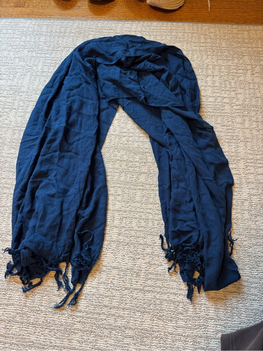 Dark Navy Lightweight Fringe Scarf